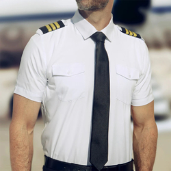 LIFT Aviation FLEXTECH Pilot Shirt Short Sleeve - White with Eyelet (Small)