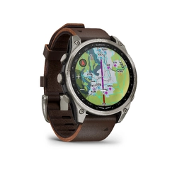 Garmin D2 Mach 2 Aviator Smartwatch, 47mm Bare Titanium with Leather Band