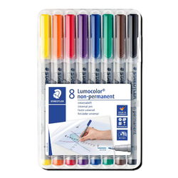 Staedtler Lumocolor® 316 Non-Permanent Markers - Fine - Wallet of 8 Assorted Colours