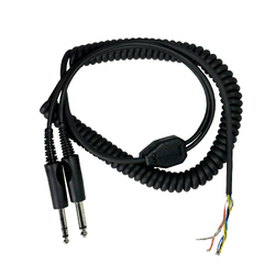 Pilot Communications Replacement GA Headset Main Lead with Coiled Cord, Dual GA Plugs