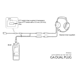 Pilot Communications Dual GA Headset Adapter for Icom IC-A2/A4/A20/A21 Radios