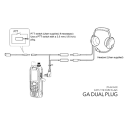 Pilot Communications Dual GA Headset Adapter for Icom A25/A16 Radios / OPC-2379