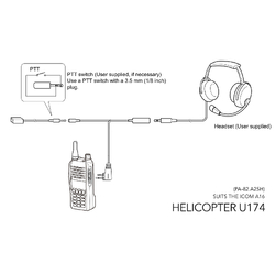 Pilot Communications Helicopter Headset Adapter for Icom IC-A16/A25 Radios