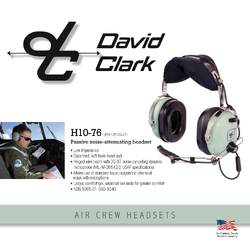 David Clark H10-76 Military Headset - Coil Cord - U174 Helicopter Plug - Low Impedance DC-87 Dynamic Microphone