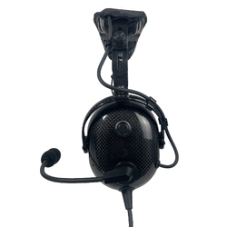 Stealth FAH 900H Carbon Fibre Aviation Headset - Coiled Cord - U-174 Helicopter Plug