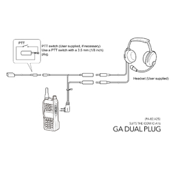 Pilot Communications Dual GA Headset Adapter for Icom A25/A16 Radios / OPC-2379