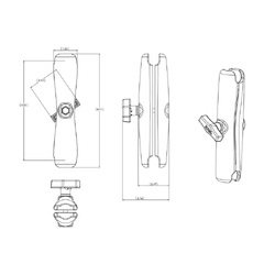 RAM® C Size Long Double Socket Arm for 1.5" Balls