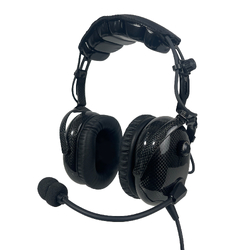 Stealth FAH 900H Carbon Fibre Aviation Headset - Coiled Cord - U-174 Helicopter Plug