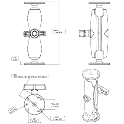 RAM® C Size Double 1.5" Ball Mount with Two Round Plates