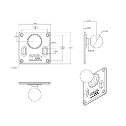 RAM® 75x75mm VESA Plate with C Size 1.5" Ball