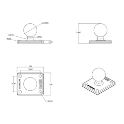 RAM® 'B' Size 1" Ball Adapter with AMPS Plate to Suit Garmin AERA GPS