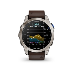 Garmin D2 Mach 1, Black, Brushed Titanium with Leather Band