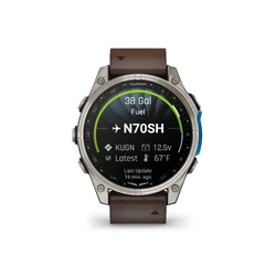 Garmin D2 Mach 2 Aviator Smartwatch, 47mm Bare Titanium with Leather Band