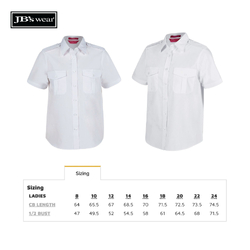 JB's Wear White Ladies Epaulette Shirt - Short Sleeve - Size 16
