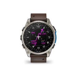 Garmin D2 Mach 2 Aviator Smartwatch, 47mm Bare Titanium with Leather Band