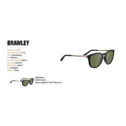 Serengeti Brawley Matte Black - Saturn 555nm Non Polarized - SS556005