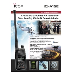 Icom IC-A16E Airband VHF Handheld Transceiver (Bluetooth Version) 6 Watt (PEP)