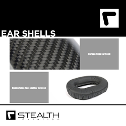 Stealth FAH 900H Carbon Fibre Aviation Headset - Coiled Cord - U-174 Helicopter Plug