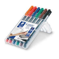 Staedtler Lumocolor® 318 Permanent Markers - Fine - Wallet of 6 Assorted Colours