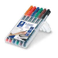 Staedtler Lumocolor® 318 Permanent Markers - Fine - Wallet of 6 Assorted Colours