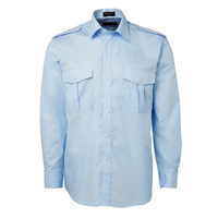 JB's Wear Blue Mens Epaulette Shirt - Long Sleeve - Size Large