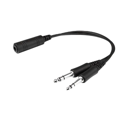 Stealth Aviation Headset Adapter - Single U-174 Helicopter Plug to Dual GA Plugs
