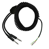 Pilot Communications Replacement GA Headset Main Lead with Coiled Cord, Dual GA Plugs
