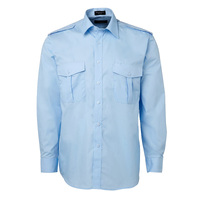 JB's Wear Blue Mens Epaulette Shirt - Long Sleeve
