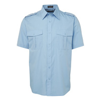 JB's Wear Blue Mens Epaulette Shirt - Short Sleeve