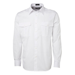 JB's Wear White Mens Epaulette Shirt - Long Sleeve