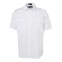 JB's Wear White Mens Epaulette Shirt - Short Sleeve