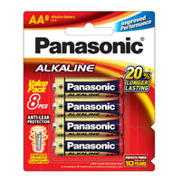 Panasonic AA Alkaline Batteries 8 Pack
