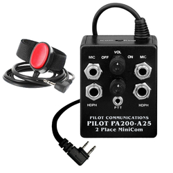 Pilot Communications PA-200A25 Two Position Intercom System - Pre Wired for Icom IC-A16/A25/41PRO Radios