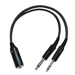 Pilot Communications Single 1/4" TRS Plug Ultralight/Ground Ops to Dual General Aviation Plugs Headset Adapter