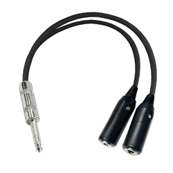 Pilot Communications Dual General Aviation Plugs to Single 1/4" TRS Plug Ultralight/Ground Ops Headset Adapter
