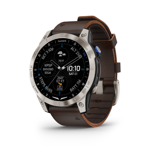 Garmin D2 Mach 1, Black, Brushed Titanium with Leather Band