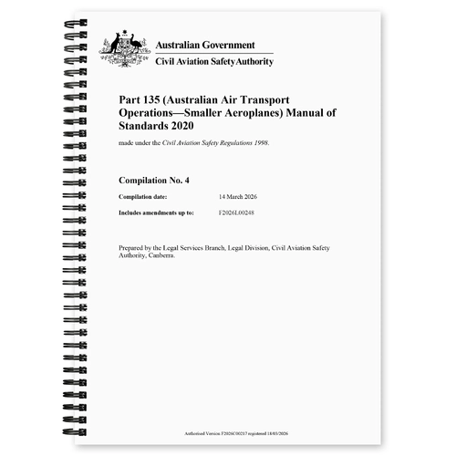 CASA Part 135 MOS (Australian Air Transport Operations - Smaller Aeroplanes) Manual of Standards 2020 - Effective 14th March 2026