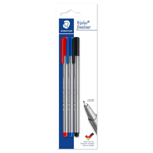Staedtler triplus® Fineliner Assorted Red/Black/Blue 3 Pack