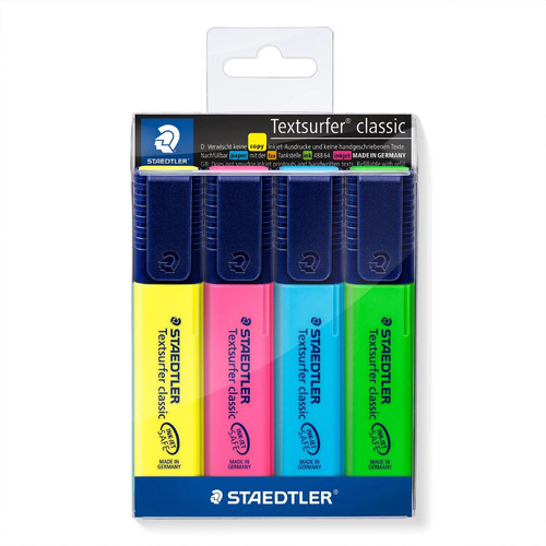 Staedtler Textsurfer® 364 Classic Highlighters - Wallet of 4 Assorted Colours
