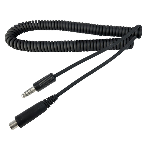 David Clark H10-60 Cord Assembly 5ft Coil Cord U-174 Helicopter Plug