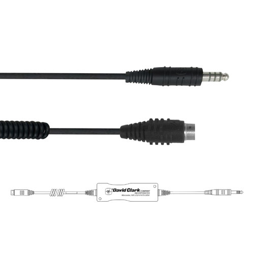 David Clark Wireless System Pushback Interface Cord, Single U-174/U Helicopter Plug (Military)