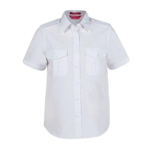 JB's Wear White Ladies Epaulette Shirt - Short Sleeve - Size 16