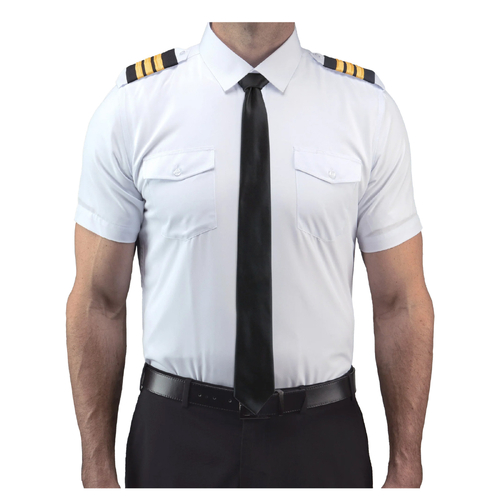 LIFT Aviation FLEXTECH Pilot Shirt Short Sleeve - White (Small)