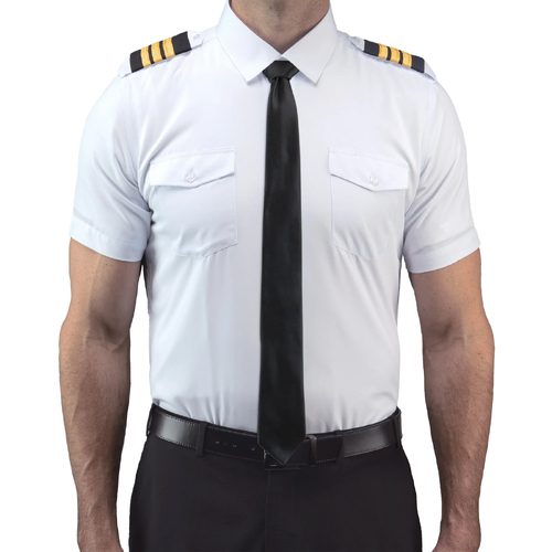 LIFT Aviation FLEXTECH Pilot Shirt Short Sleeve - White (X Large)