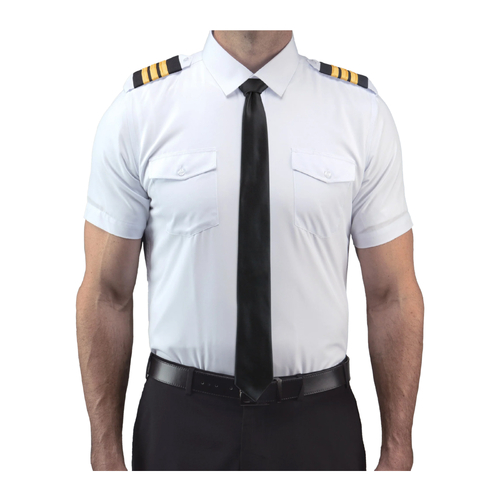 LIFT Aviation FLEXTECH Pilot Shirt Short Sleeve - White with Eyelet (Small)