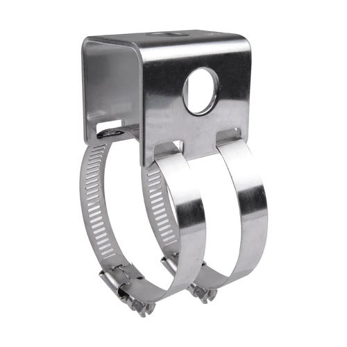 Bull Bar Antenna Bracket Polished with Dual Hose Clamps