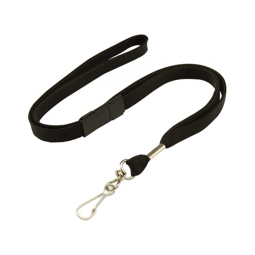 Black Lanyard with Breakaway and Swivel Clip
