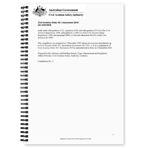 CASA CAO 48.1 Instrument 2019 (as amended) Compilation No.3 Prepared 2nd December 2021