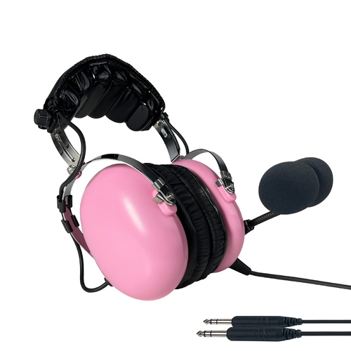 Stealth FAH 200CP Childs Pink Aviation Headset - Straight Cord - Dual GA Plugs
