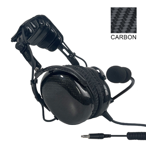 Stealth FAH 900H Carbon Fibre Aviation Headset - Coiled Cord - U-174 Helicopter Plug